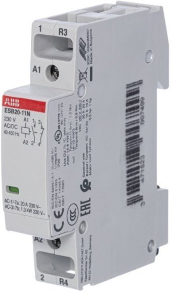 Модульный контактор ABB ESB20 1НО+1НЗ 20А 230В AC/DC, 1SBE121111R0611 в Архангельске